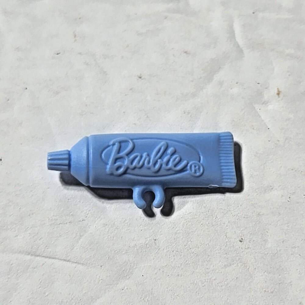 Mattel Barbie Doll Blue Toothpaste Tube Plastic Toy Accessory 1 Inch